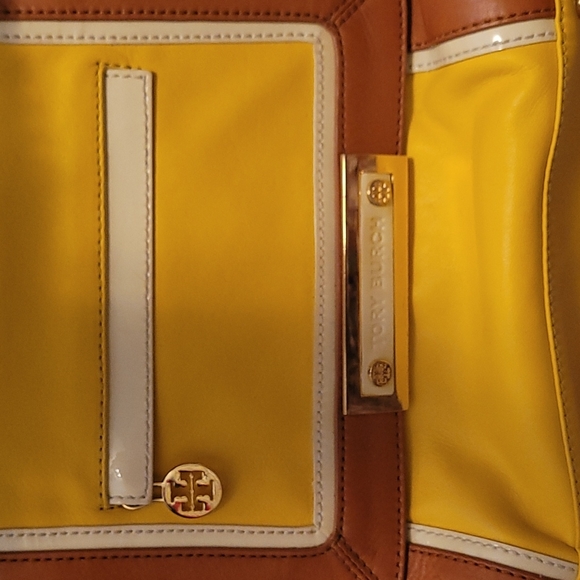 Authentic Tory Burch yellow/tan Jill satchel - Picture 5 of 8